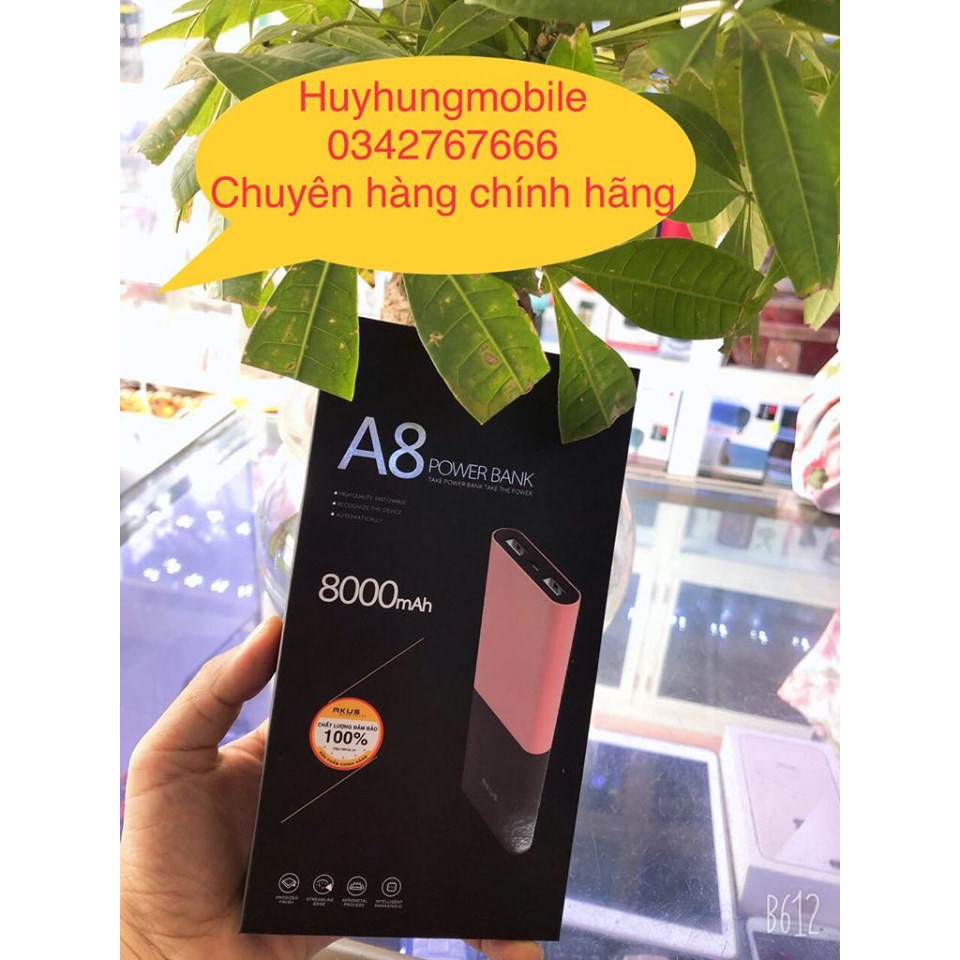 Pin sạc dự phòng AKUS A8 8000 mAh chính hãng ( Bảo hành 12 tháng )
