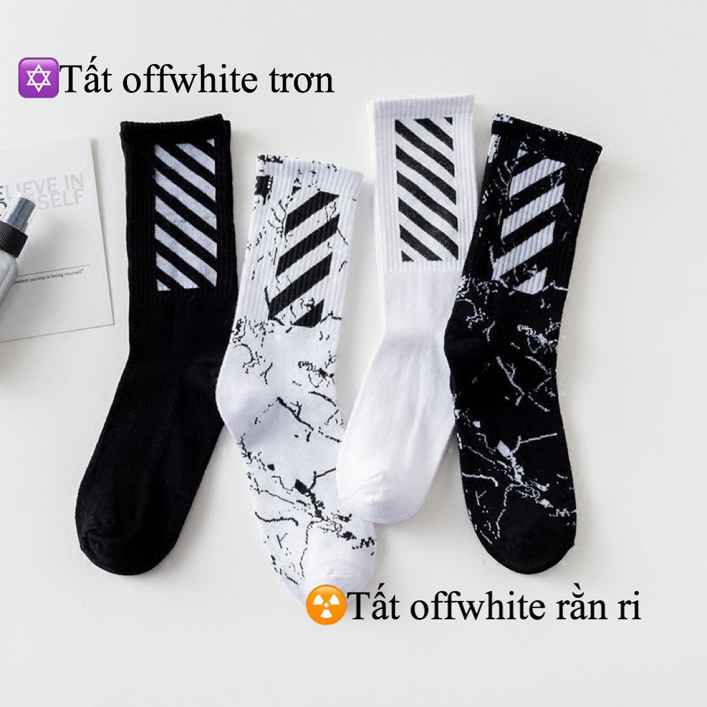 TẤT CỔ CAO Nam Unisex Offwhite cá mập lửa - Vớ Nam họa tiết cá tính phong cách