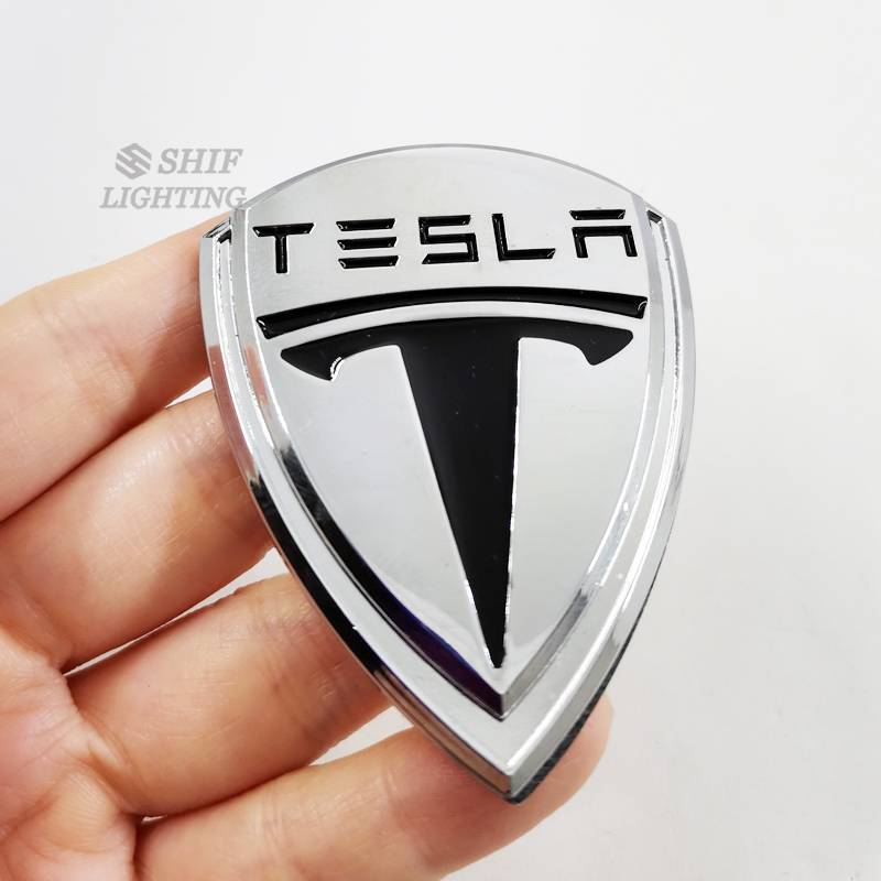 1 Miếng Dán Logo Tesla Bằng Kim Loại Cho Xe Hơi