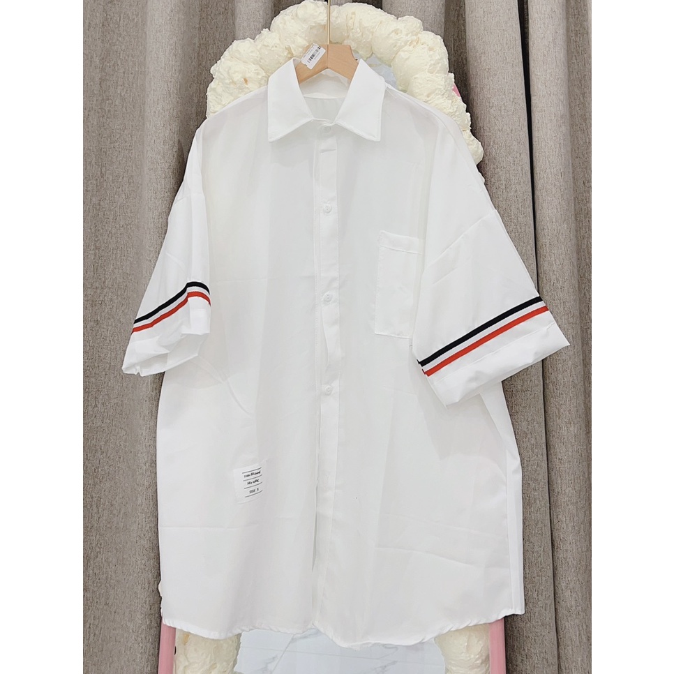 Áo Thun Polo Nam Nữ  Form Rộng Cổ Bẻ Sọc Tay Vải Dày Mịn Thoáng Mát Thiết Kế Thời Trang Kiểu Dáng Năng Động