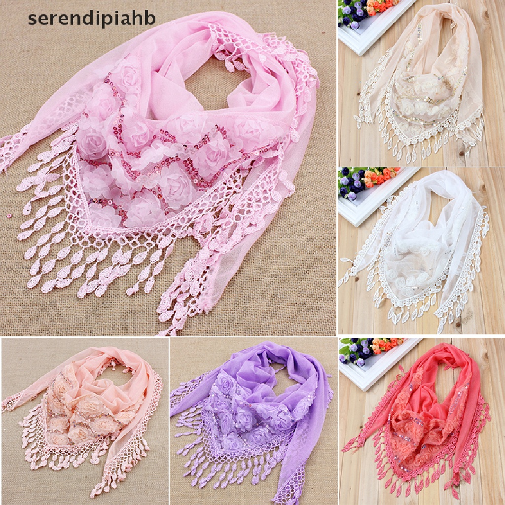 Khăn choàng cổ vải lụa thêu họa tiết phối tua rua thời trang cho nữ
 | BigBuy360 - bigbuy360.vn