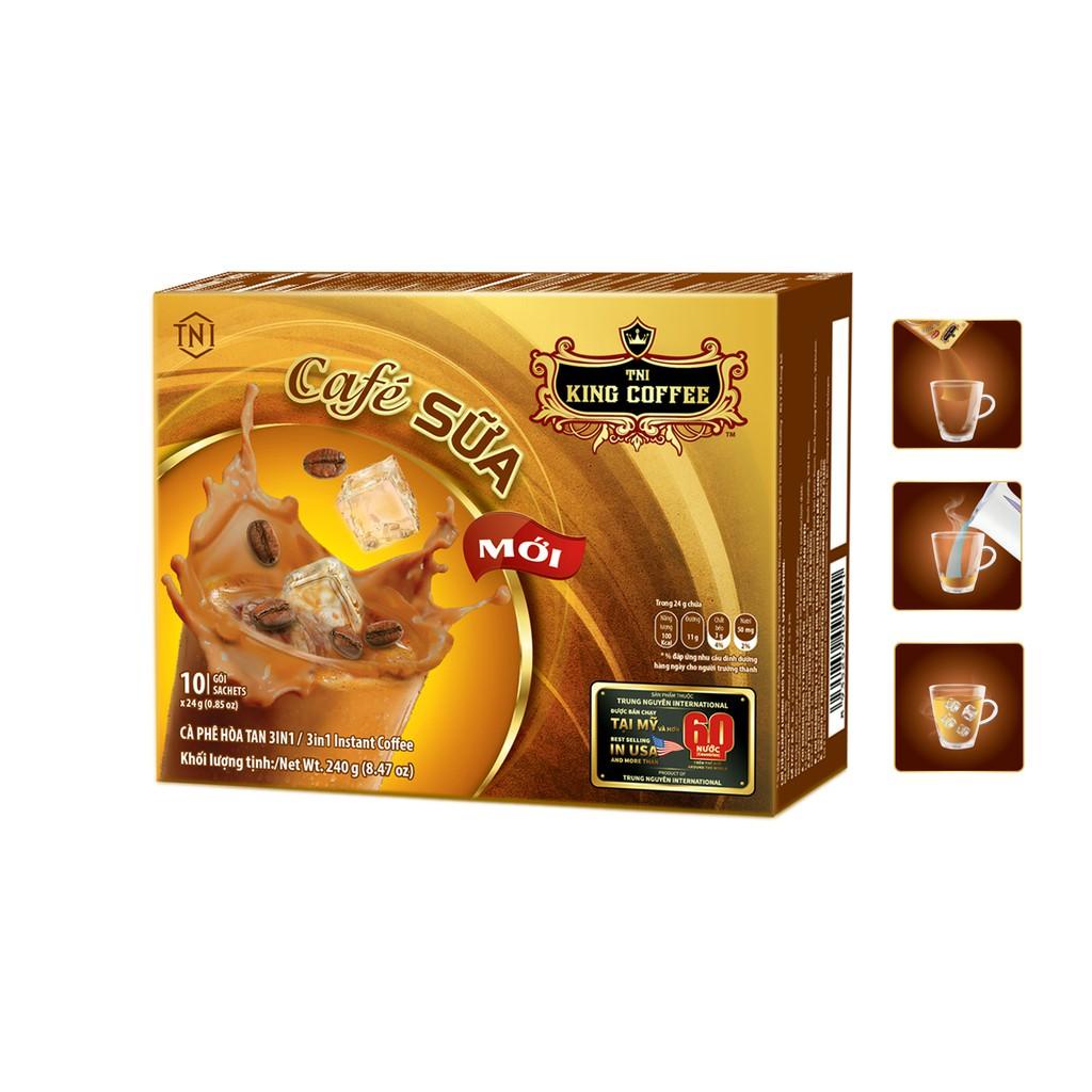 Cà Phê Sữa Hóa Tan 3in1 King Coffee Hộp 10 gói x 24g