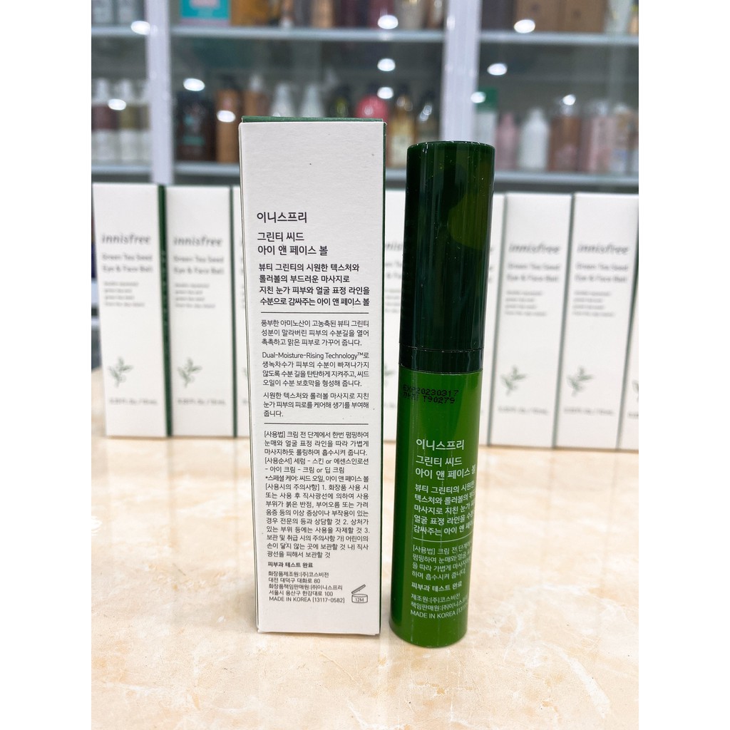 Thanh Lăn Mắt Innisfree Green Tea Seed Eye &amp; Face Ball Hàn Quốc 10ml