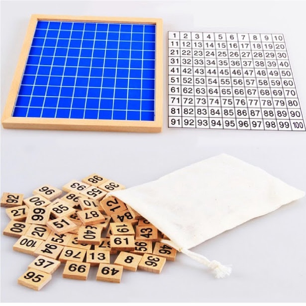 Bảng ghép đếm số 1-100 nhiều màu - giáo cụ Montessori