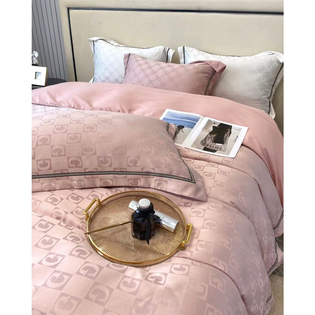 Bộ Chăn Ga Gối Lụa Vân Chìm thượng Lưu