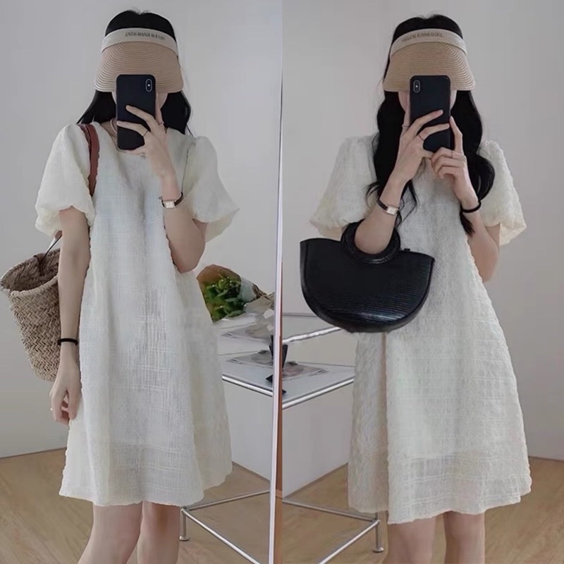 Váy babydoll xốp tay bồng dáng suông 3 màu dáng ngắn BBD XỐP