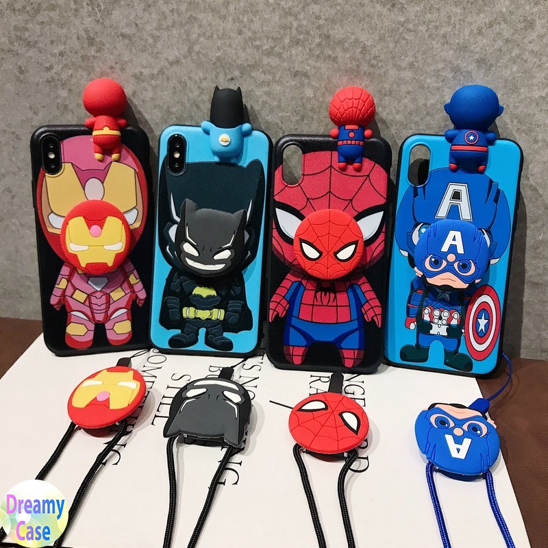 Ốp điện thoại họa tiết Batman / Spiderman / Captain America/ ironman cho Compatible for iPhone 12 11 Pro X XR XS Max 6 6S 7 8 Plus