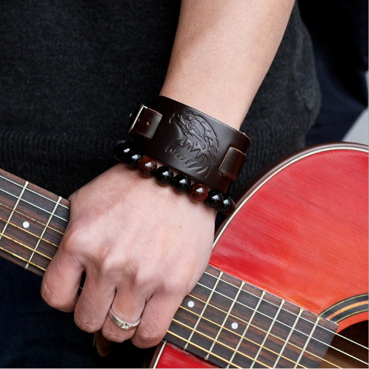 Vòng Tay Nam Da Punk Đại Bàng [ FREE SHIP ]