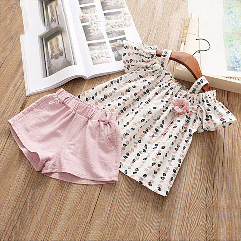 Bộ quần short + áo thun không tay áo dùng cho bé gái