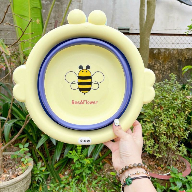 Chậu gấp gọn con ong#Chậu rửa mặt gấp gọn cho bé