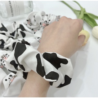 Dây buộc tóc Srunchies họa tiết bò sữa loại phồng to Mì Collection - dây buộc tóc nữ Srunchier thun buộc tóc
