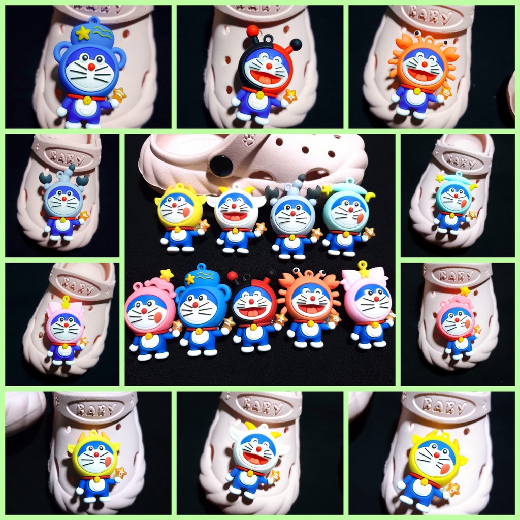Nút gắn hkdesign/ phụ kiện trang trí/ loại nhựa 4D TO mẫu doremon trang trí dép sục (01 Cái)