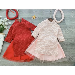 Set áo dài gấm bé gái