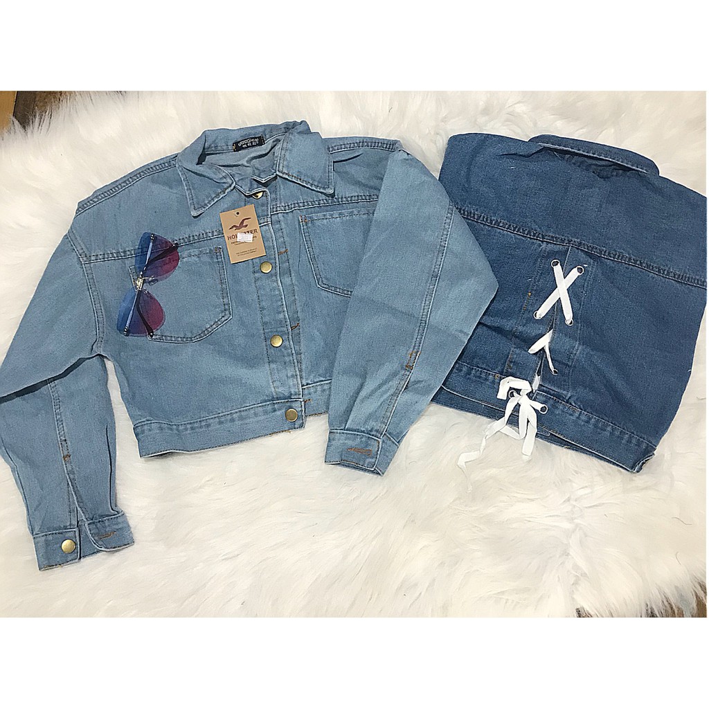 ÁO KHOÁC JEAN NỮ ĐAN DÂY SAU LƯNG ( HAI MÀU )