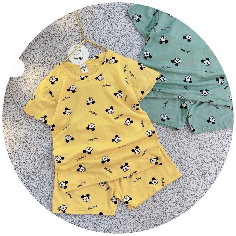 [SALE] Bộ Cộc Tay Cho Bé Trai, Bé Gái Minky Mom Vải Thun Lạnh Họa Tiết Mickey In Nhỏ Dễ Thương, Đồ Bộ Trẻ Em MKM2127