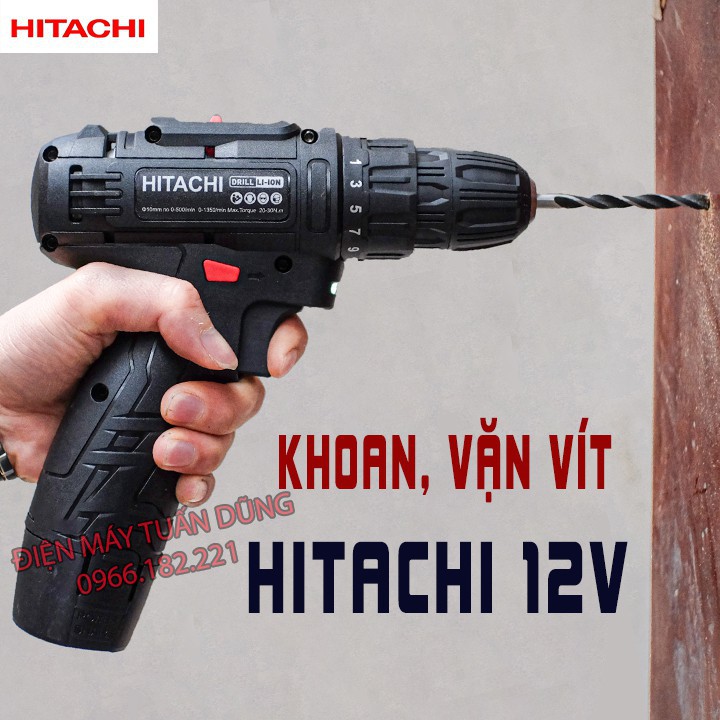 [GIÁ ƯU ĐÃI] Máy khoan pin HITACHI 12V, máy khoan đa năng, máy khoan bắn vit, máy khoan cầm tay