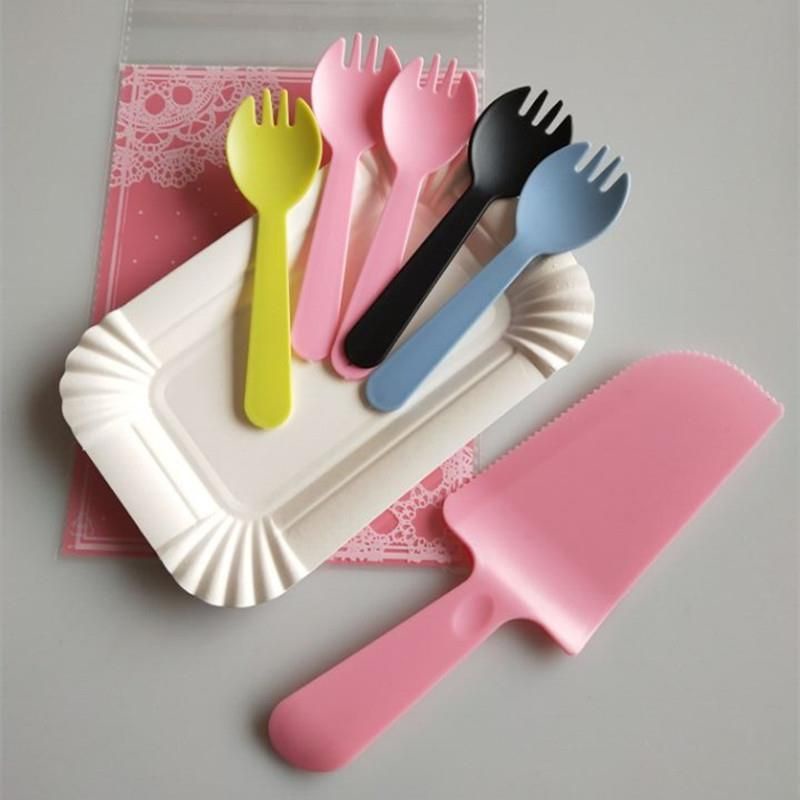 ㊗️ Bộ Phụ Kiện Bánh Kem - Set Dao Dĩa Đĩa Nến Ăn Bánh Sinh Nhật Set 5 -10 Người 🎉