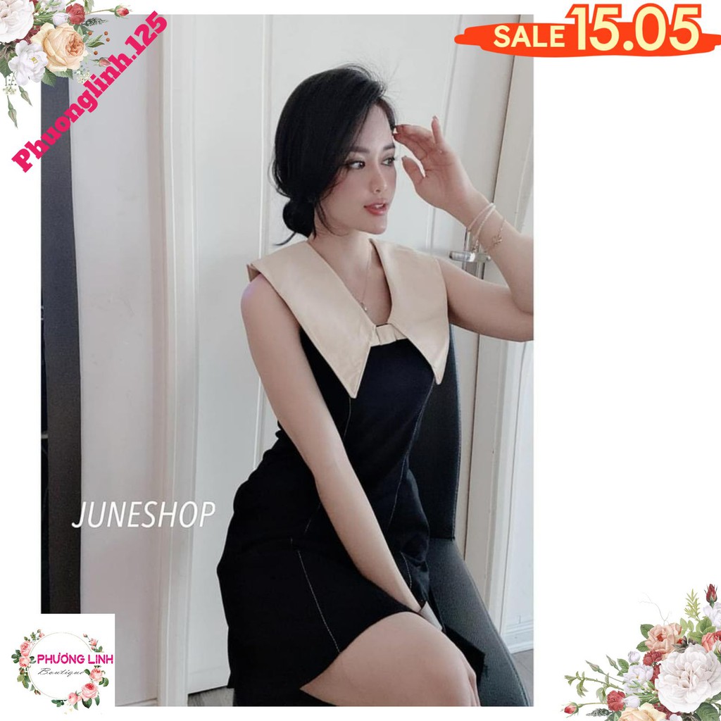 VÁY ĐEN PHỐI CỔ NƠ CHẠY CHỈ SÁT NÁCH | BigBuy360 - bigbuy360.vn