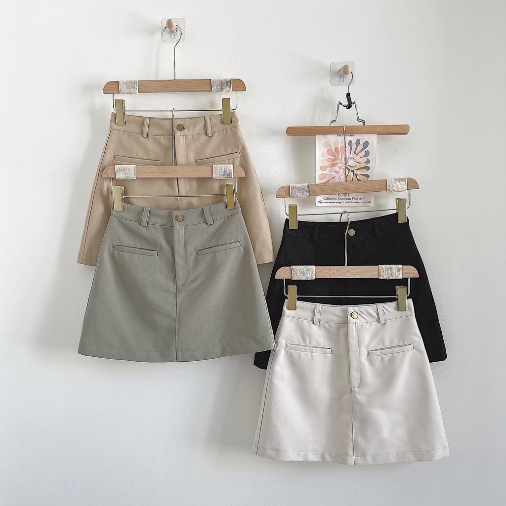 Chân váy chữ A nữ 1 nút có túi trước chất kaki cao cấp nhiều màu - Tyribee Clothing