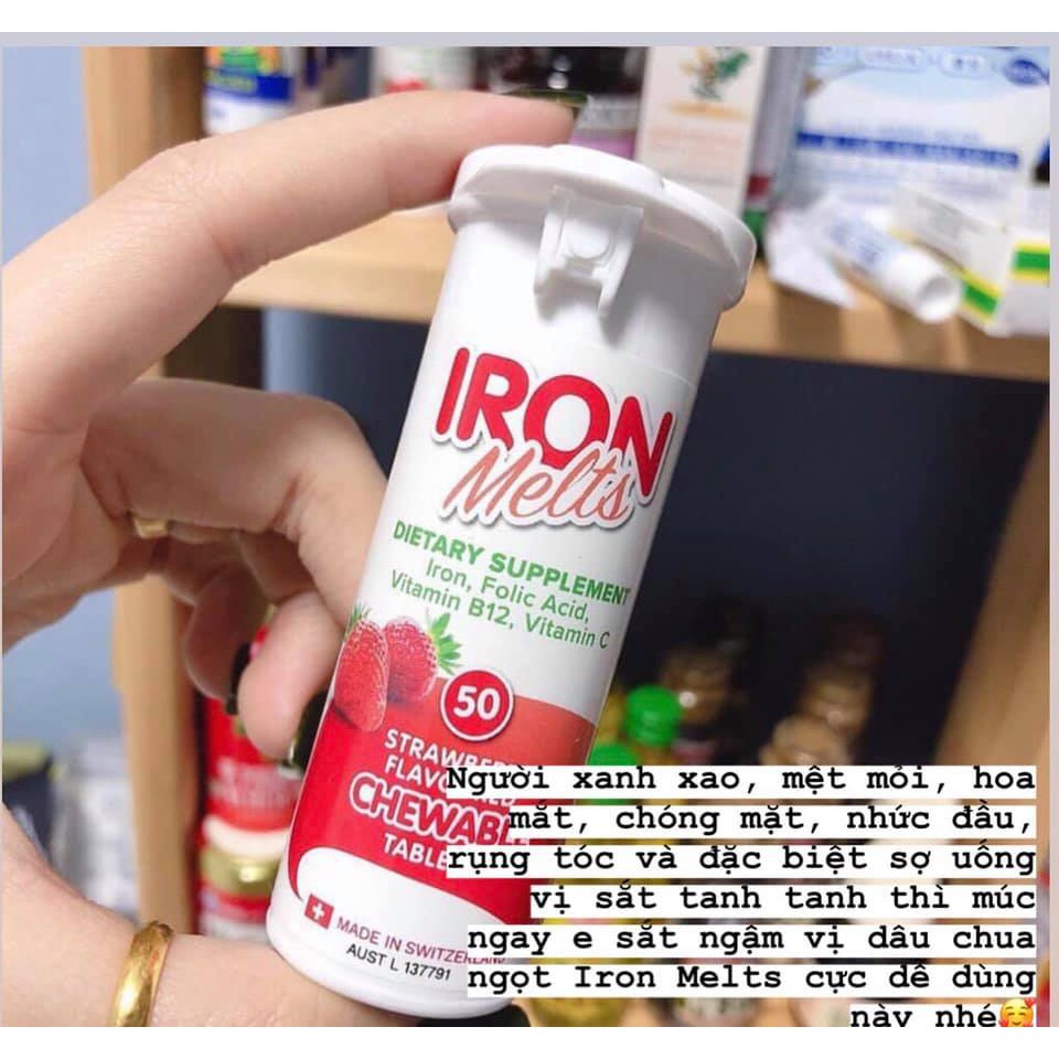 VIÊN SẮT NGẬM BỔ MÁU IRON MELTS VỊ DÂU