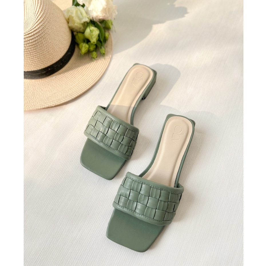 OLV - Giày Basket Weave Slide Sandals