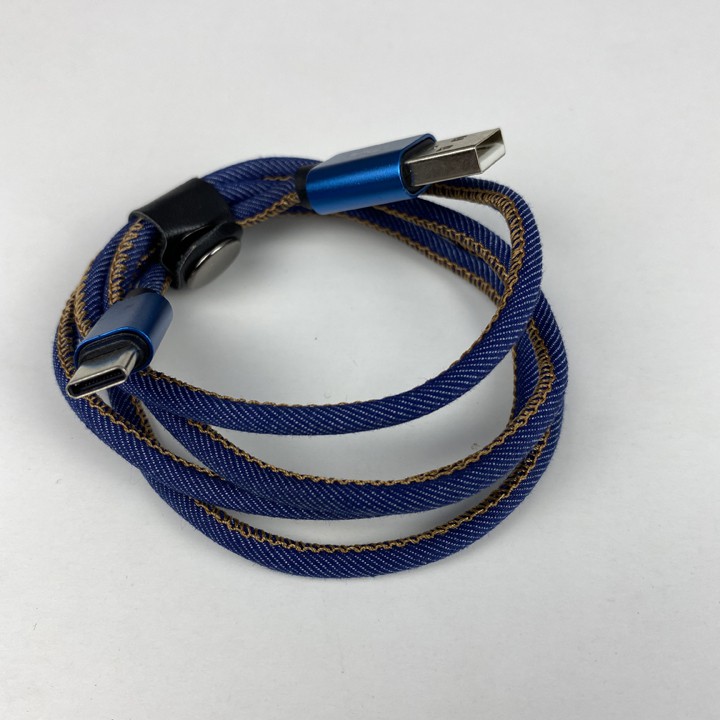 Dây sạc Type C hỗ trợ sạc nhanh 2.4A bọc vải jean siêu bền chống gãy - Mã TZTC699
