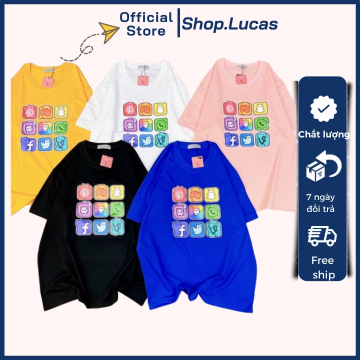 Áo Thun Nam Nữ Unisex Áo Phông vải cotton thoáng mát cổ tròn bigsize XXL 2XL hình các logo mạng xã hội - shop.lucas