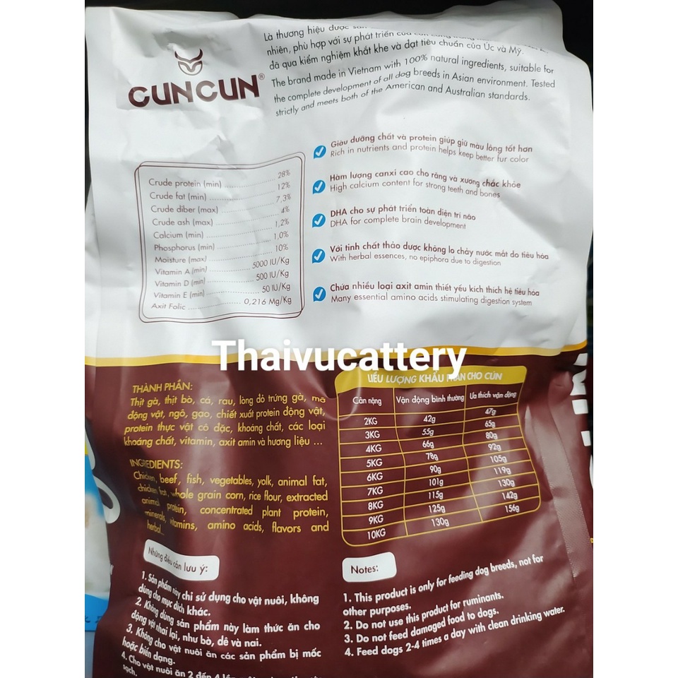 Thức Ăn Cho Chó HẠT TƯƠI CUNCUN Dành Cho Mọi Loài Cún 1,5kg