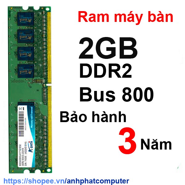 Ram DDR2 2GB Bus 800 máy tính bàn