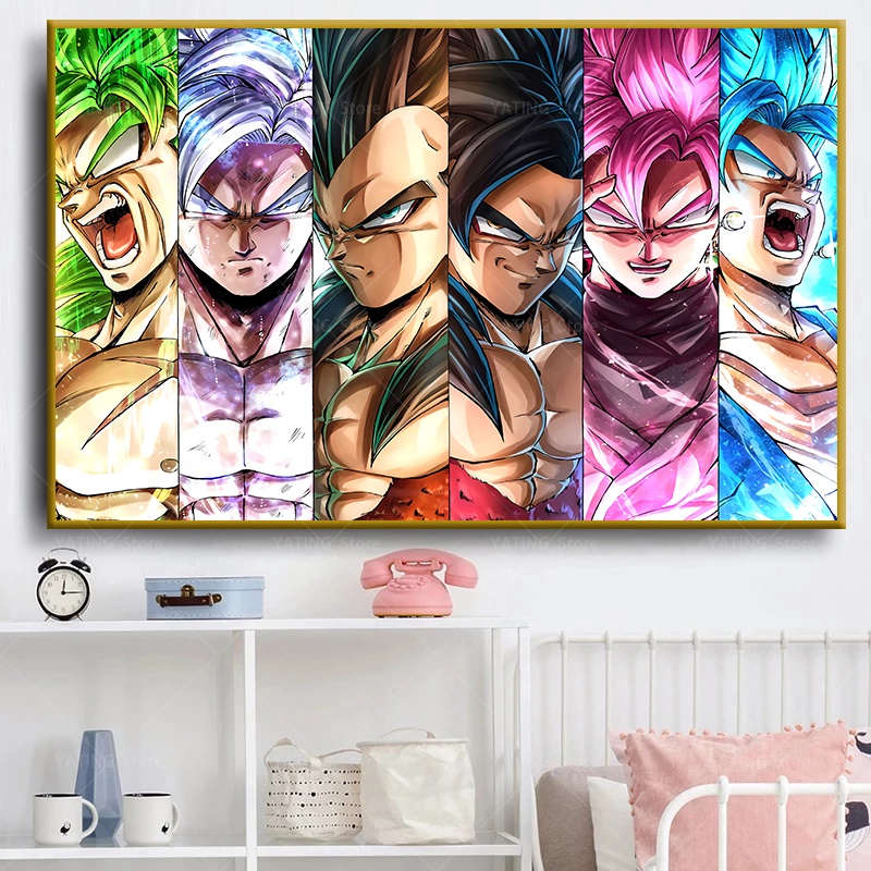 Bộ Tranh Sơn Dầu Họa Tiết Hoạt Hình Dragon Ball Độc Đáo Trang Trí Nhà Cửa