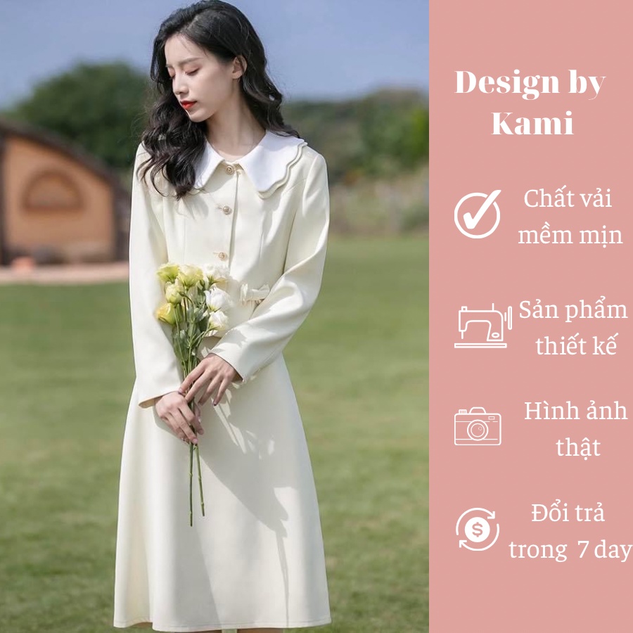 Set công sở be áo vest cổ bèo đính nơ túi phối chân váy suông Soha size SMLXL- Design by Kami