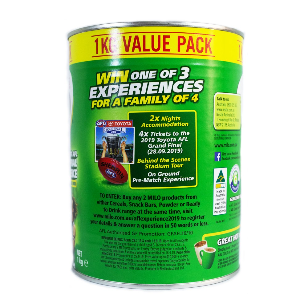 Sữa MILO Úc 1KG bổ sung năng lượng cho trẻ và người huyết áp thấp