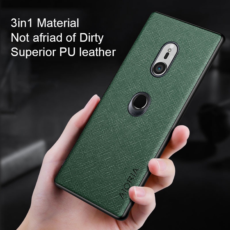 Ốp Bao Da Điện Thoại pu + pc Cứng 3 Trong 1 Cho sony xperia xz3
