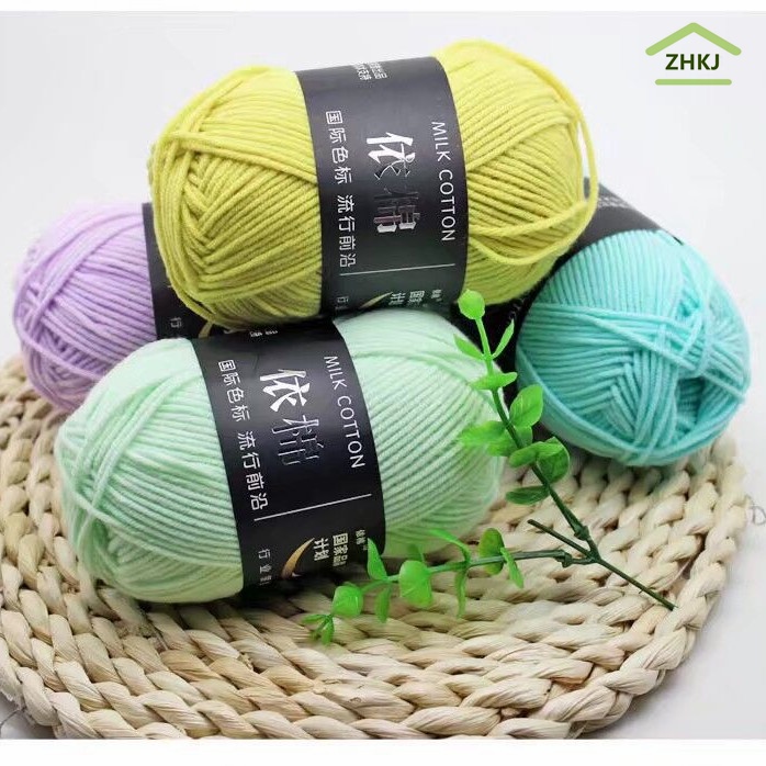 1 Cuộn Len Sợi Cotton Sữa 4 Ply Sữa Mềm Mịn Ấm Áp 39 Màu 50g
