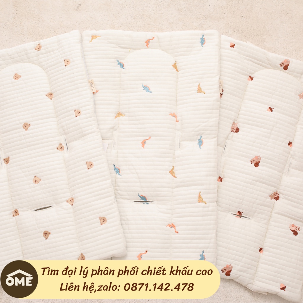 Ghế bập bênh chân gỗ đa năng ngả 3 cấp độ đệm chần bông vải cotton Hàn cao cấp chính hãng OME x Sishi