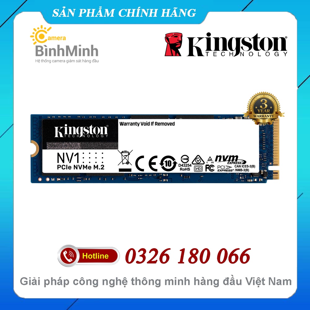 Ổ Cứng SSD 250GB / 500GB / 1TB / 2TB Kingston NV1 NVMe M.2 PCIe 3D-NAND Gen3 x4 2280 (SNVS1000G / SNVS2000G)