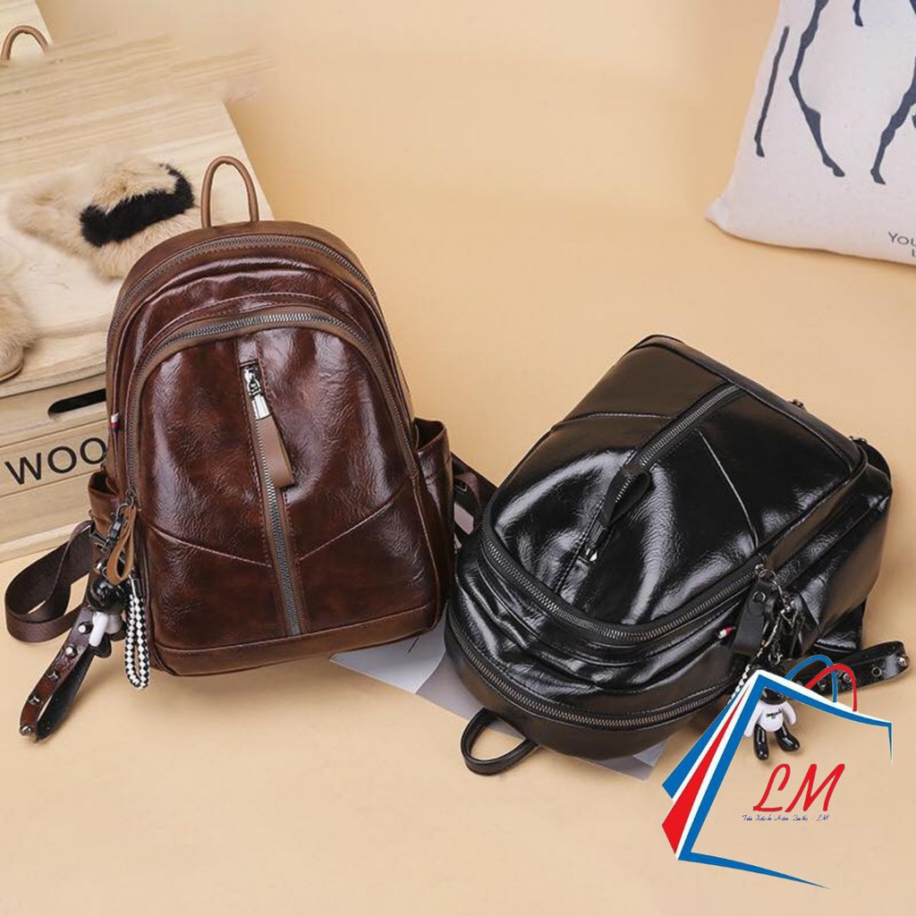 Balo Nữ Đẹp ♥️ FREESHIP ♥️ Balo Da Mềm Tặng Kèm Gấu Dễ Thương HQ 79