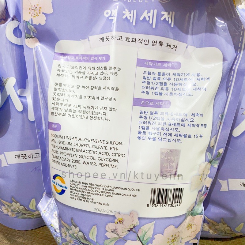 Nước giặt BLUE 2KG công nghệ 100% Hàn Quốc thơm như hoa - MÀU HỒNG