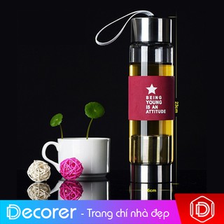 Bình thủy tinh cao cấp có lưới lọc trà 450ml hàng xuất