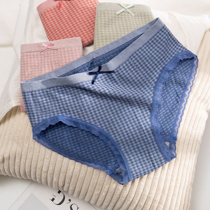 Quần Lót Cotton CARO phối ren nơ 💖Xuu Design💖 Quần lót kháng khuẩn chất liệu co dãn, thấm hút mồ hôi QC03 | BigBuy360 - bigbuy360.vn