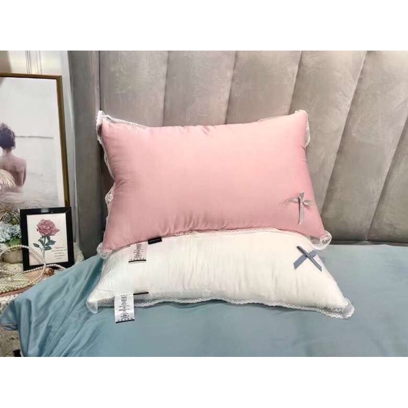 GỐI LỤA 100s PHỐI REN NHẬP KHẨU SIZE 50*70cm( 1 cặp 2 chiếc) Loại 1