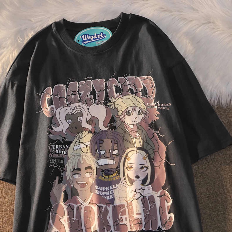 Áo Thun Tay Ngắn Cổ Tròn In Chữ Thập Phong Cách Âu Mỹ Nhật Bản Thời Trang 2022 Cho Nam Và Nữ