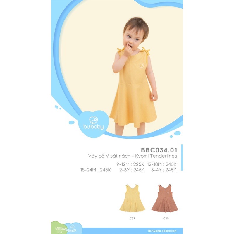 Váy Polo kẻ sát nách bé gái Bu baby cho bé từ 3M - 18M