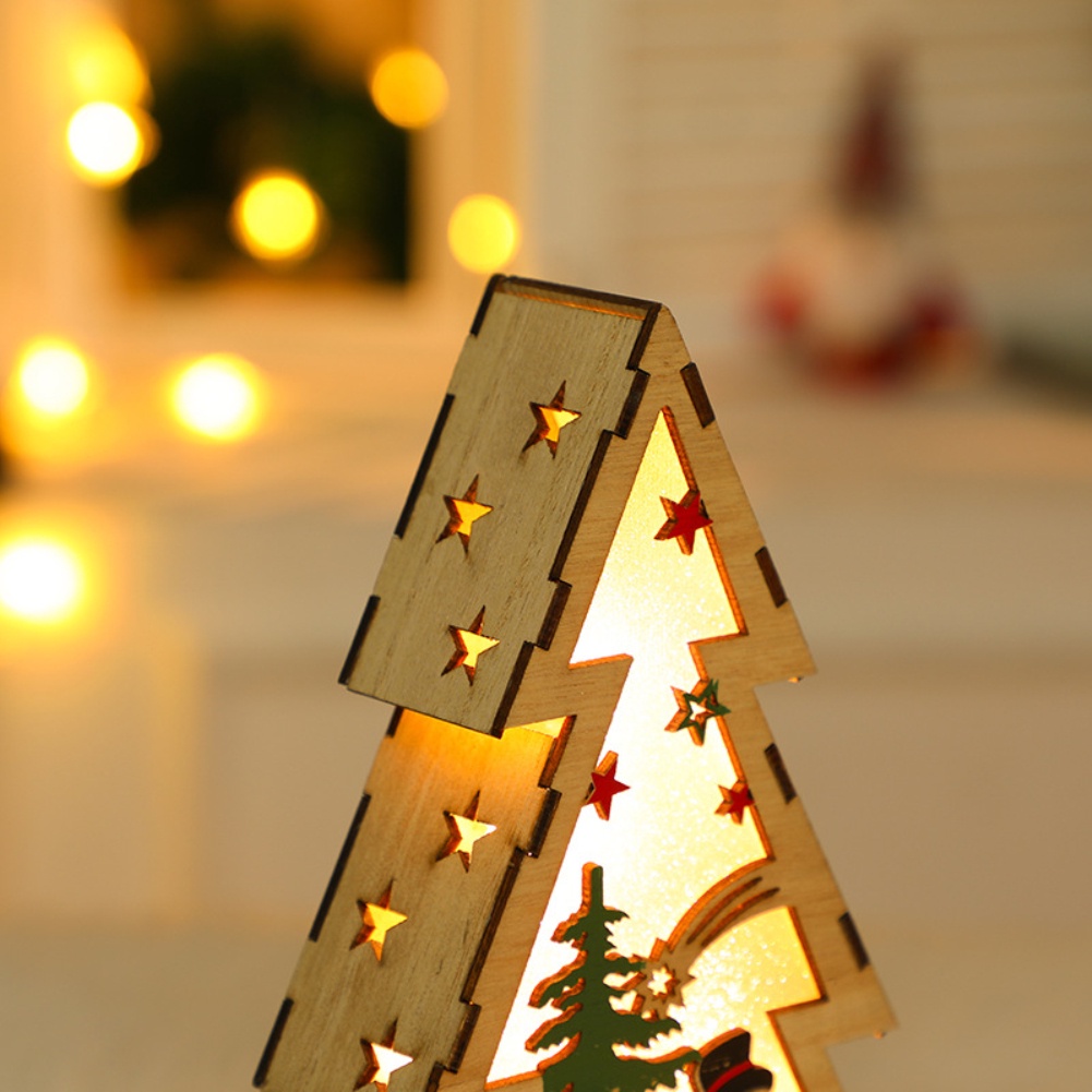Đèn ngủ hình ngôi sao năm cánh bằng gỗ dùng trang trí Giáng Sinh