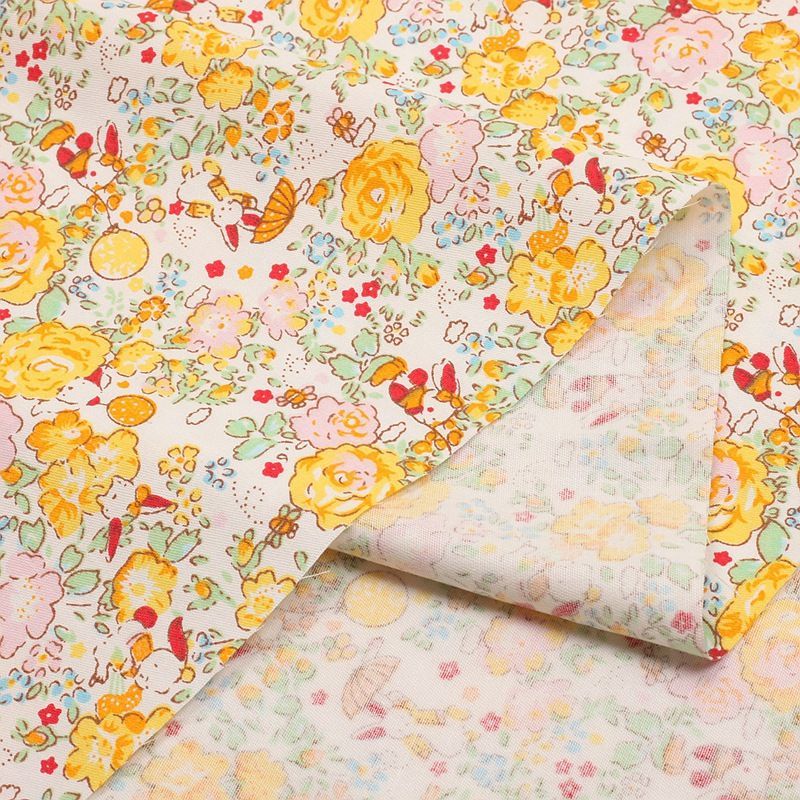 Vải Cotton Màu Vàng In Họa Tiết Handmade Dùng Để May Rèm / Làm Rèm Cửa diy