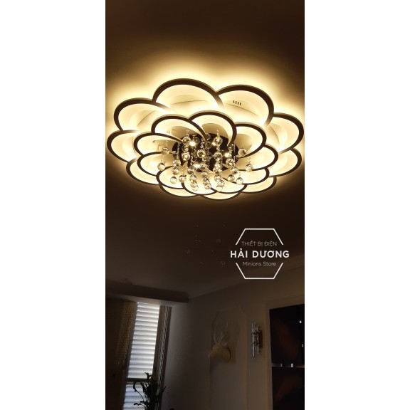 Đèn LED ốp trần hình hoa pha lê 16-20 cánh NT023 3 chế độ ánh sáng - Có điều khiển Từ Xa - Bảo Hành 1 Năm - Có Video