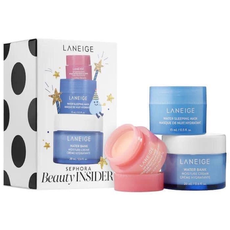 Set 3 món Laneige mặt nạ ngủ dưỡng da mặt nạ môi kem dưỡng da