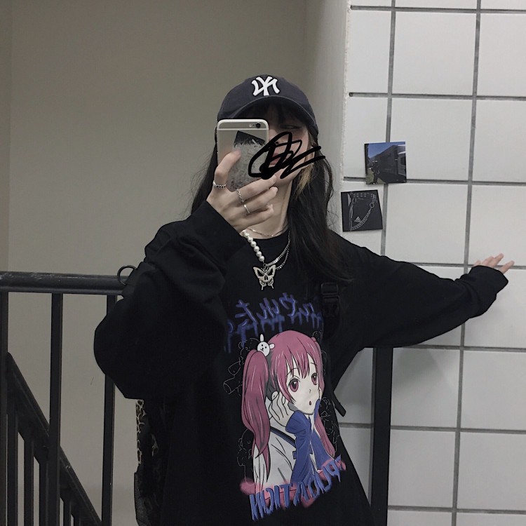 Áo thun tay dài form rộng IIEPLIOATICH NEKO.SG, Áo thun Streetwear Ulzzang SWT48