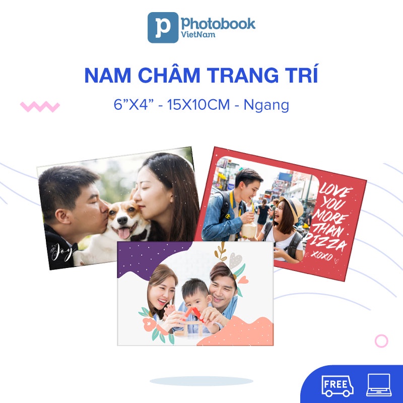 Voucher Nam châm trang trí tủ lạnh 15 x 10 cm in theo yêu cầu - Thiết kế trên Web Photobook