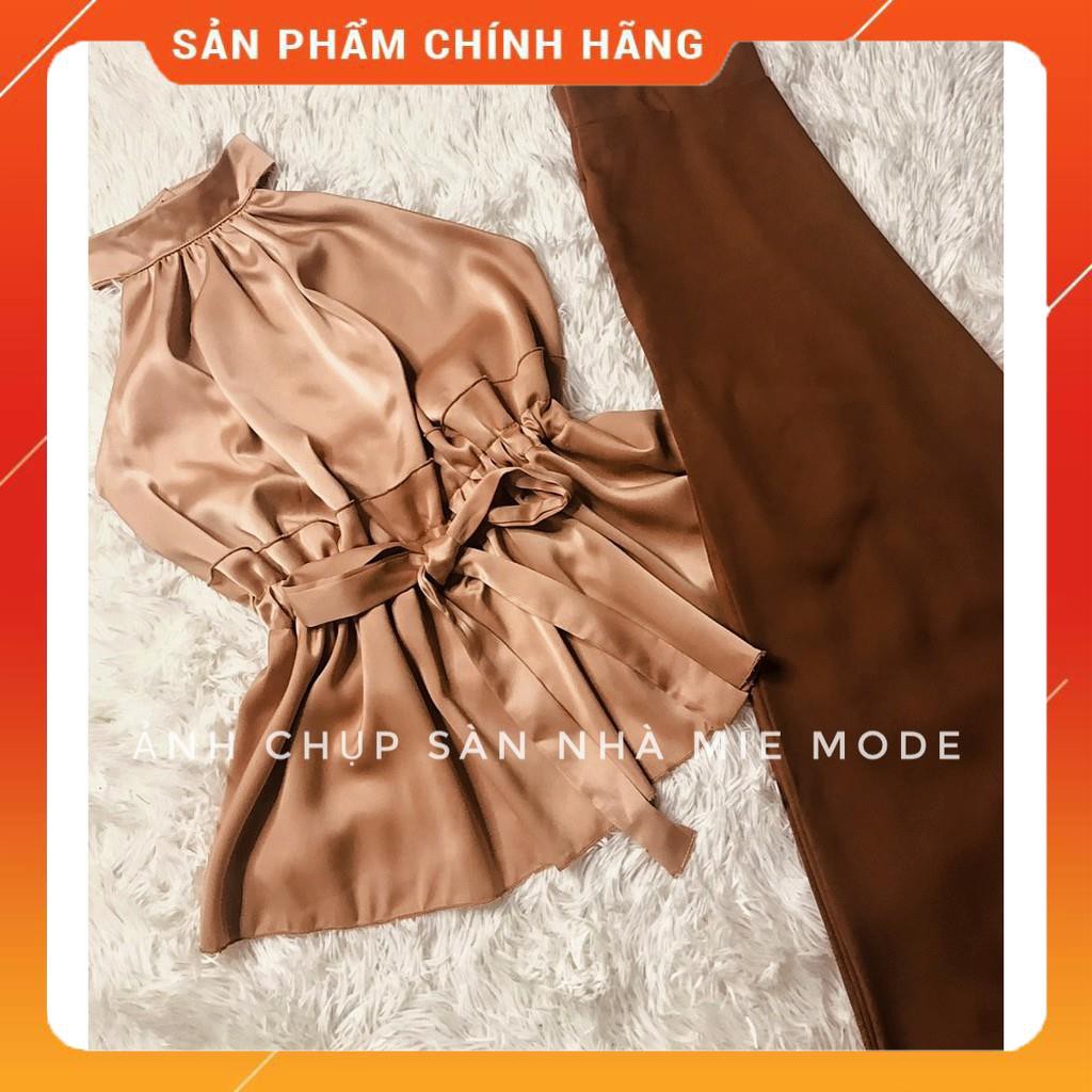 [HÀNG LOẠI 1] 💥 video và ảnh feedback 💥 Set yếm lụa lưng trần quần ống rộng, áo yếm có mút ngực size S.M.L